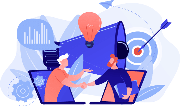 Illustration of two people agreeing on SAP CPQ consulting services