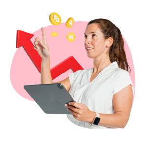 Businesswoman using tablet to view increase efficiency thanks to using SAP CPQ